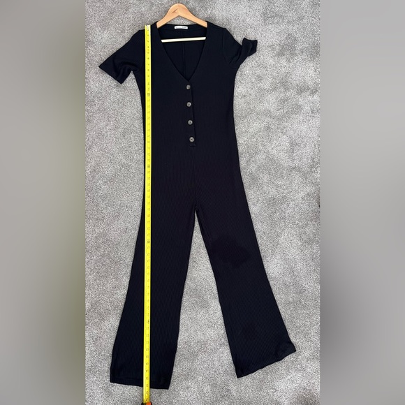 Reformation Jeans Black Camille Ribbed Knit Jumpsuit Size large - Picture 12 of 15